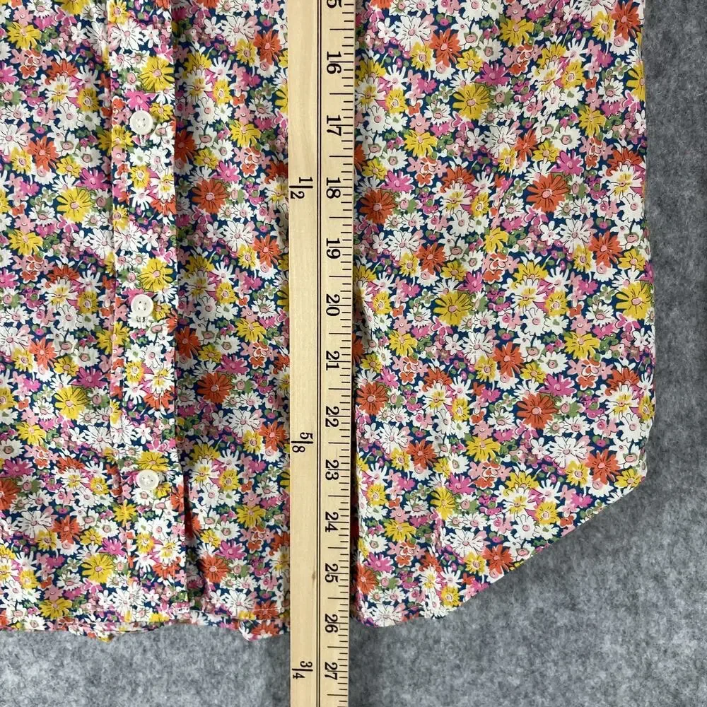 J.Crew Liberty London Band Collar Ruffled Shirt Womens‎ XS Libby Floral Cotton